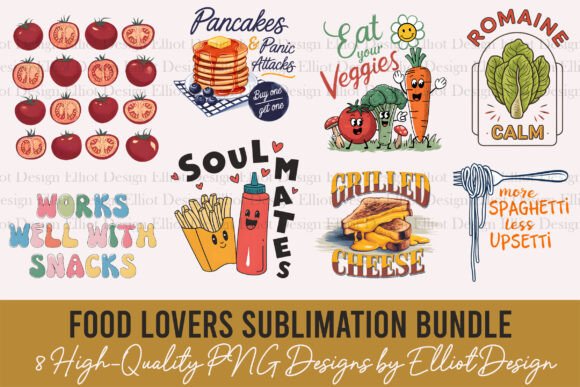 Food Lovers Sublimation PNG Bundle for T-Shirt Designs