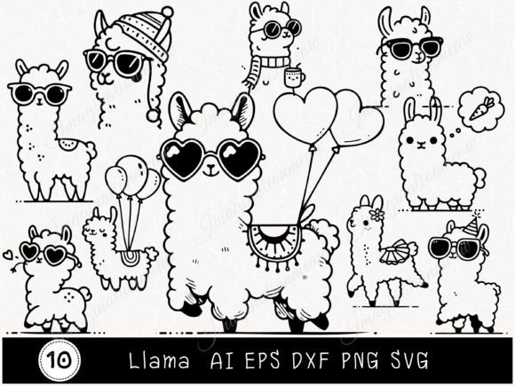 Funny Cute Llama Svg Bundle Cut File for Graphics and Illustrations