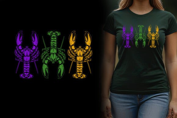 Funny Mardi Gras Crawfish Graphic T-Shirt Design