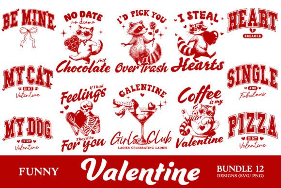 Funny Valentine’s Day Bundle SVG PNG for T-Shirt Designs