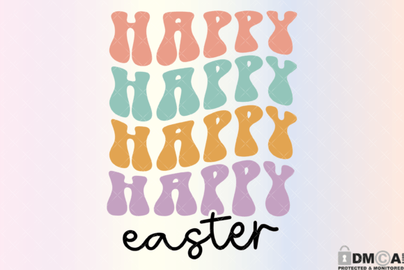 Happy Easter Wavy Text Svg PNG for Graphics and Print Templates