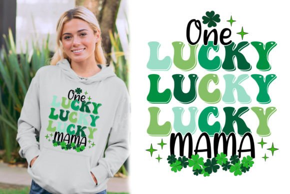 Retro One Lucky Mama Shamrock Design Tee for Branding