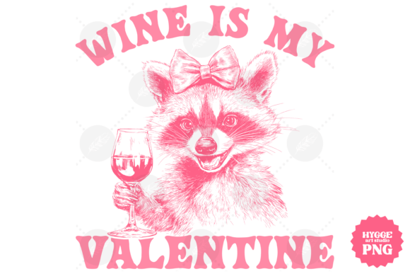 Valentines Coquette Funny Raccoon Wine Graphics